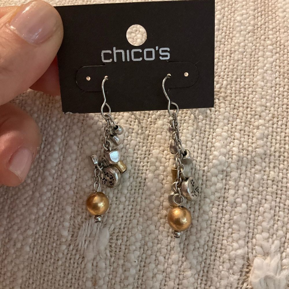 0204-Chico's Silver‎ and Gold Dangle Earrings
